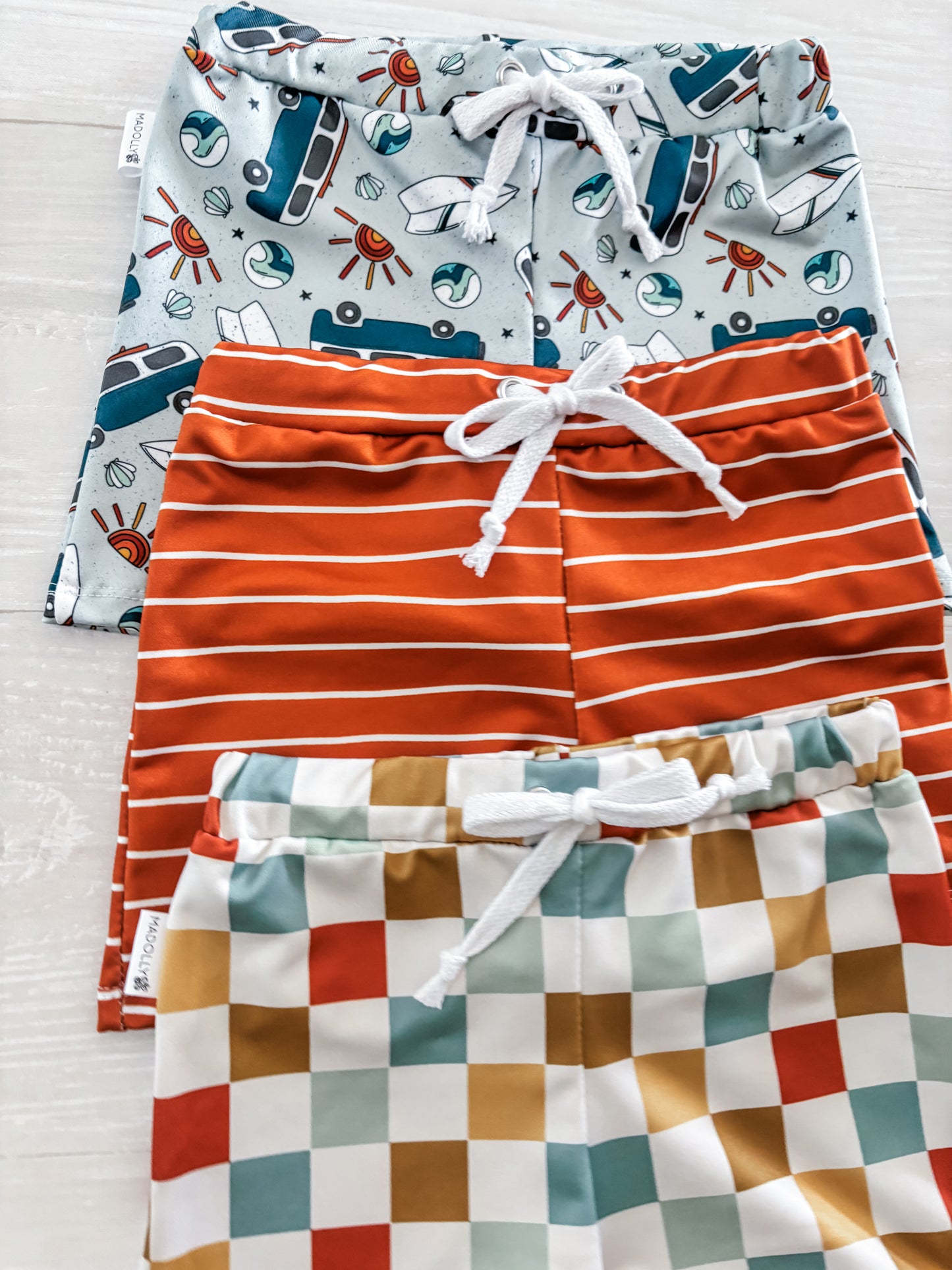 Rusty Burnt Orange Stripe Swim Trunks