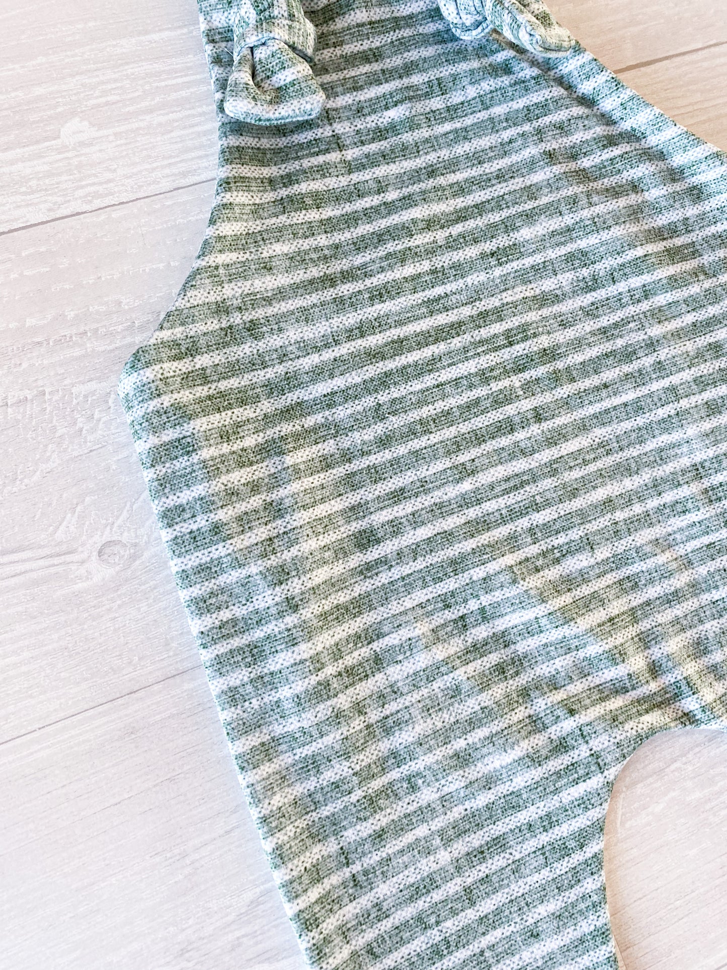 Green Stripe Overall Romper