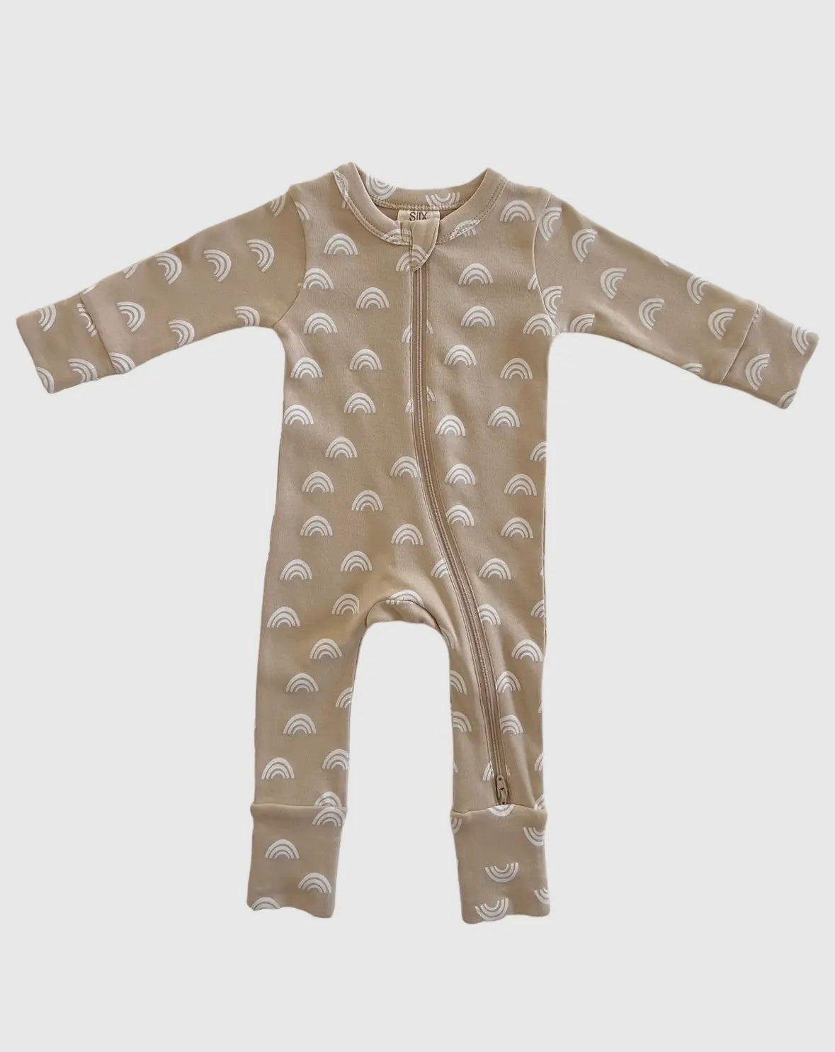 Tan Rainbow / Organic 2-Way Zip Romper