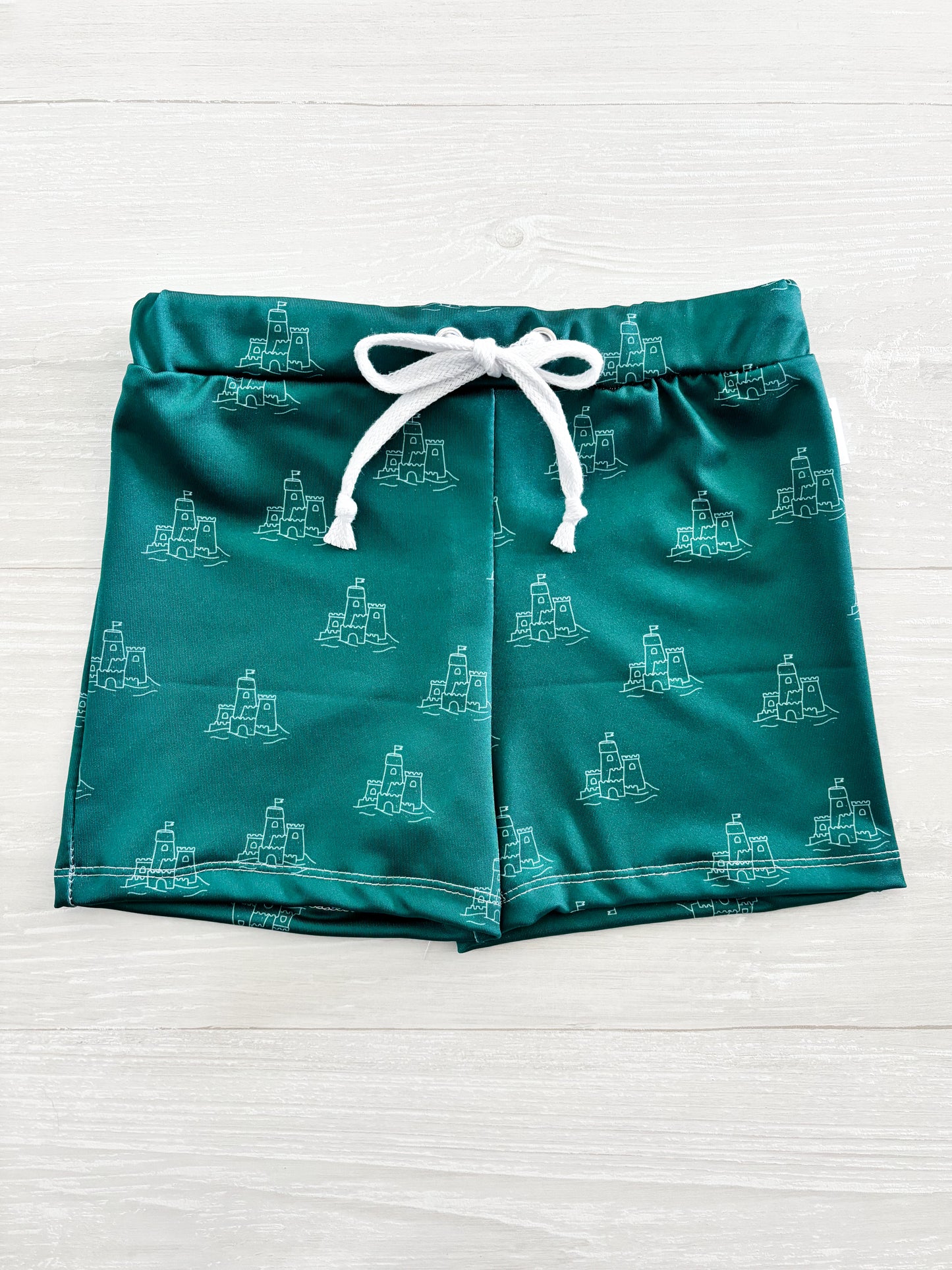 Teal Sandcastle Swim Trunks
