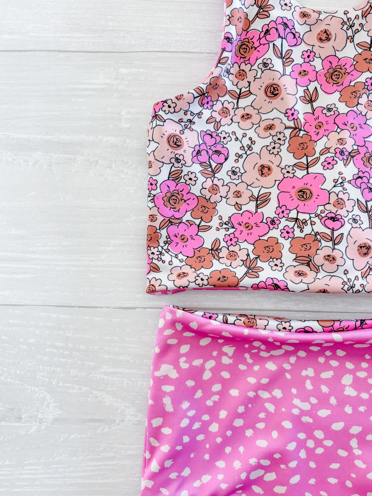 Pink Floral Reversible Swimwear; Reversible Bikini ; High waisted bathing suit