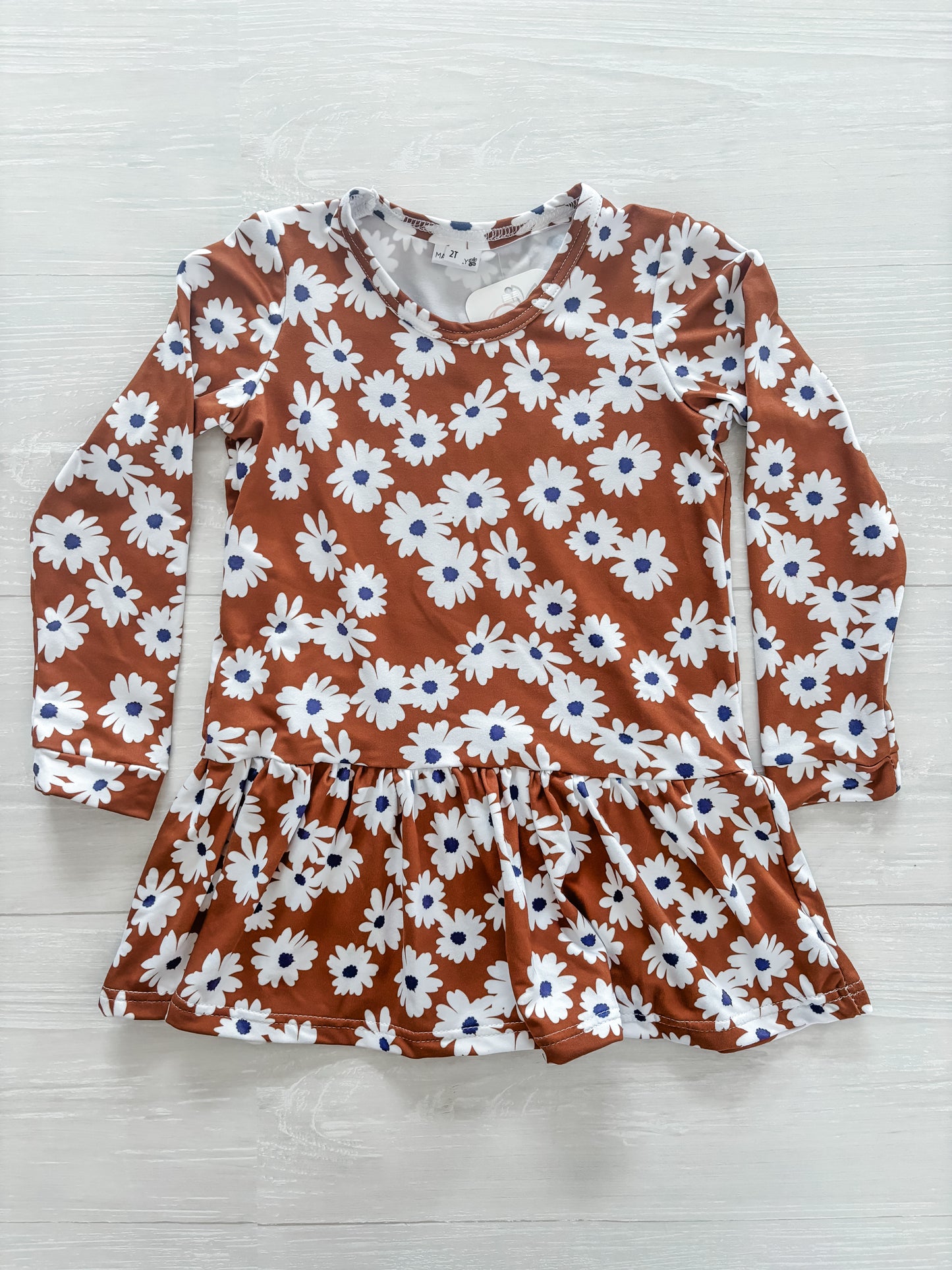 Long Sleeve Brown Floral Dress