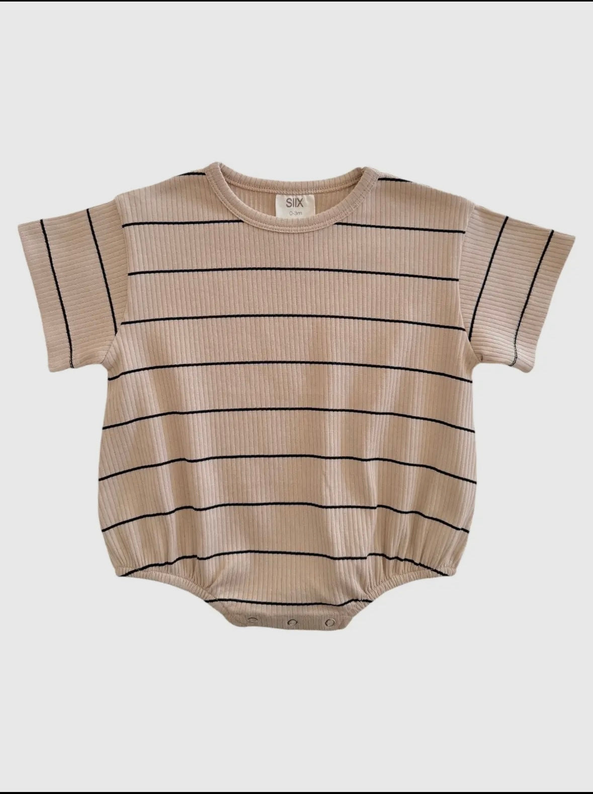 Tan & Black Stripe Organic Ribbed Bubble T-Shirt