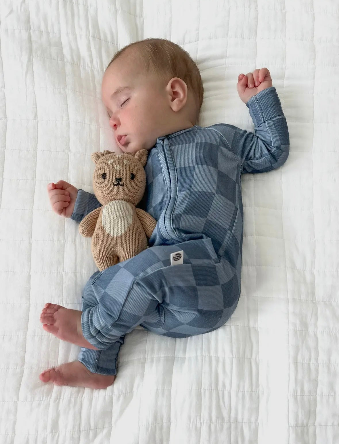 Blue Checkered Zip Bamboo Romper