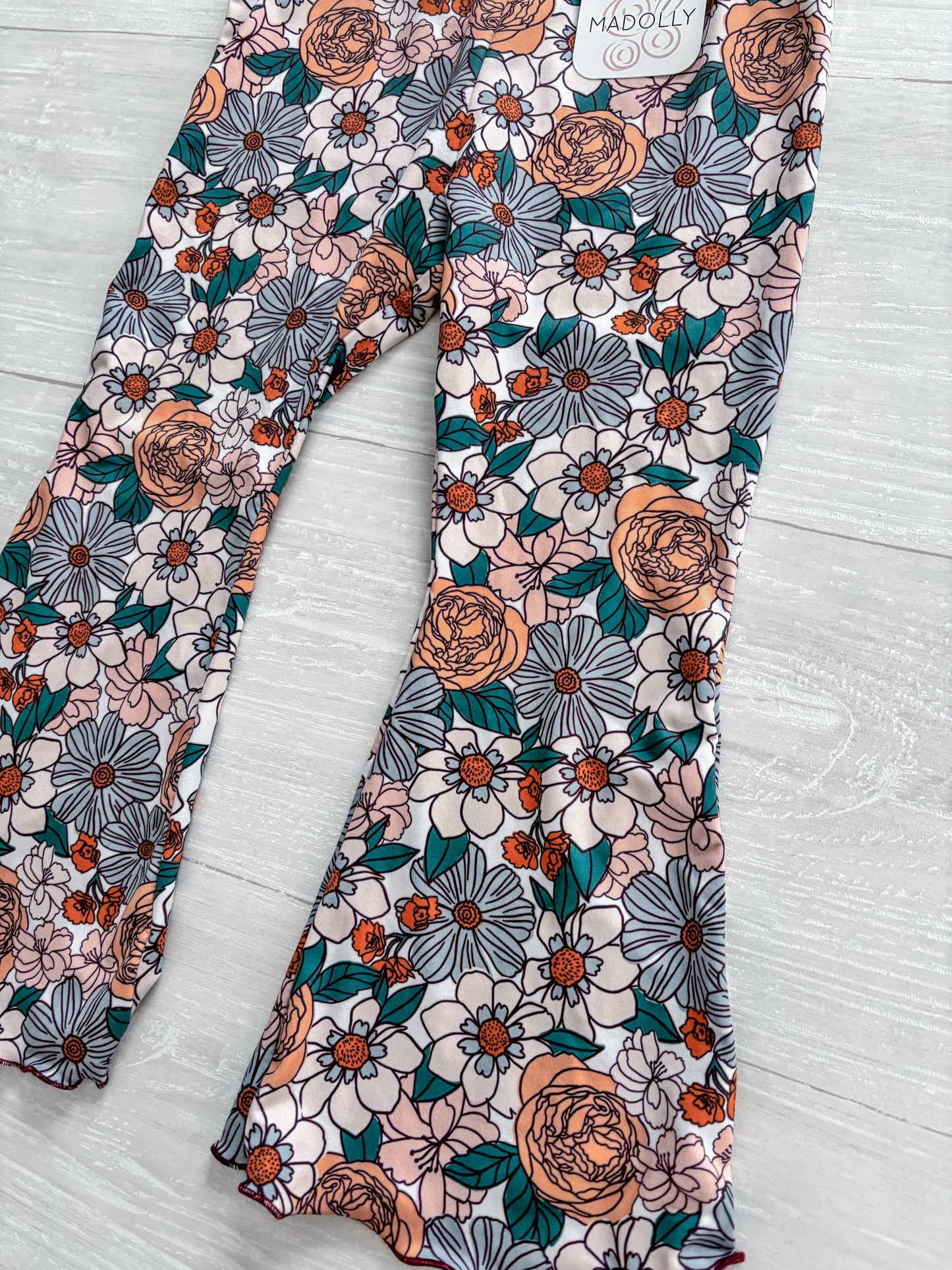 Mauve Floral Flare Pants