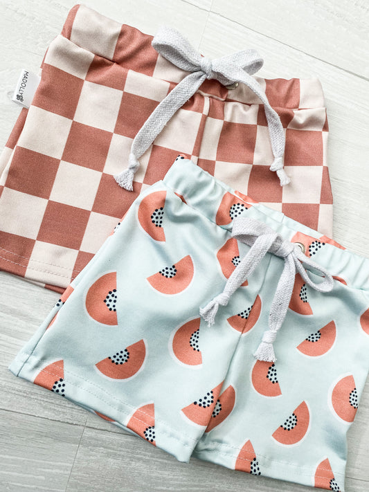 Melon & Retro Swim Trunks