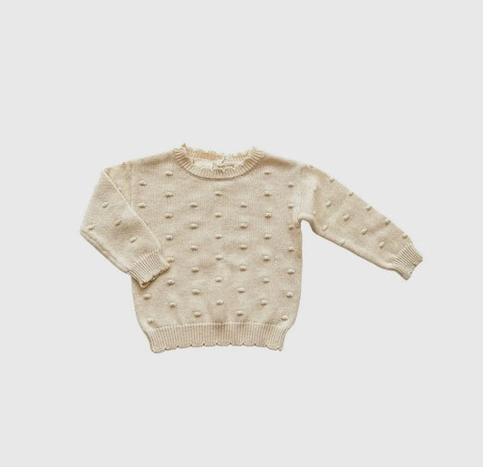 Cream Pom Organic Knit Sweater