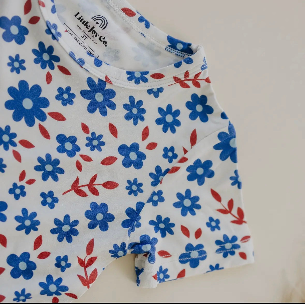 Red White & Blooms Check 2-Piece Toddler Bamboo Short  Set