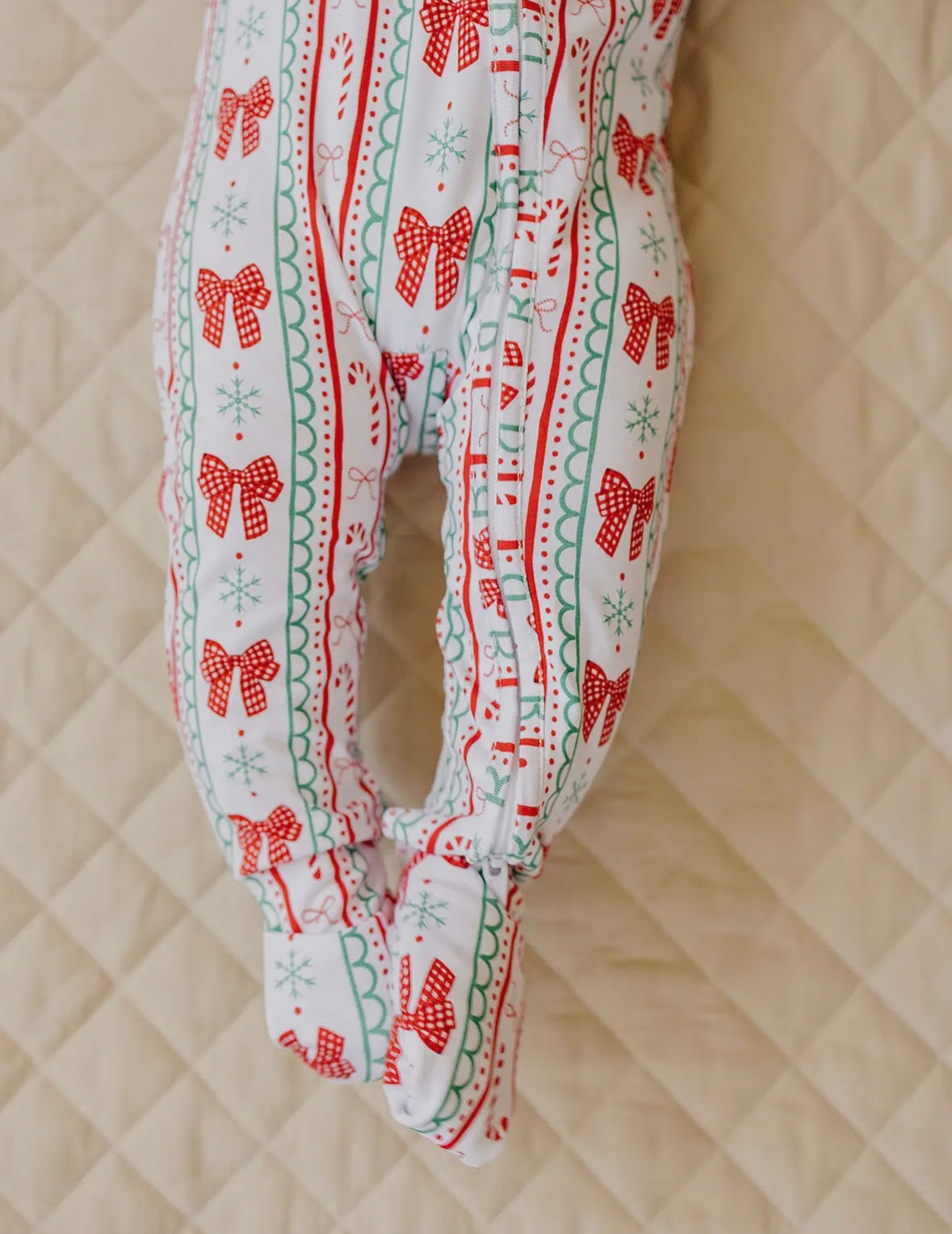 Retro Candy Cane Zip Bamboo Romper