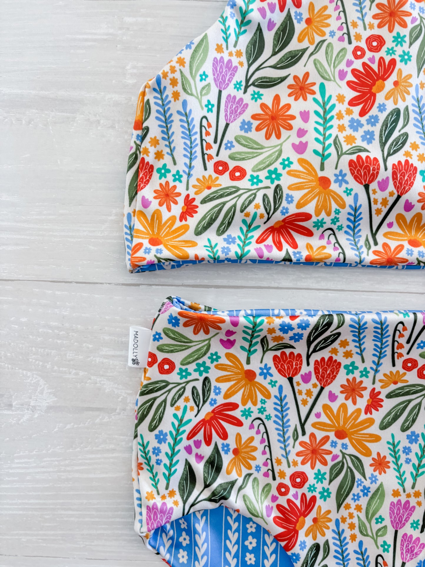 Summer Floral Fields Reversible Swimwear; Reversible Bikini ; High waisted bathing suit