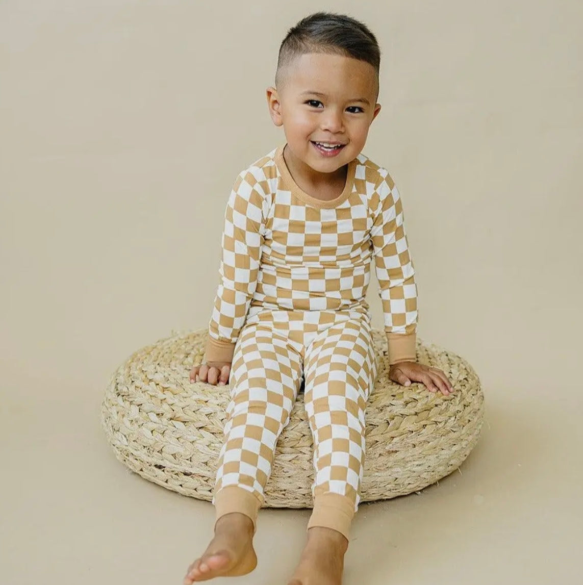 Golden Coast Check 2-Piece Toddler Bamboo Set