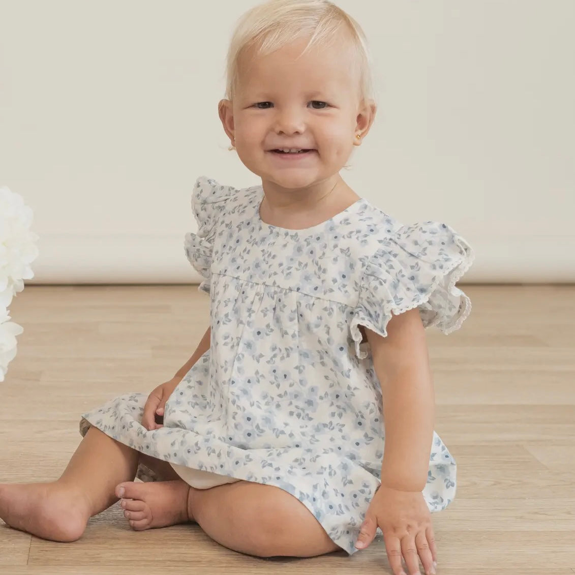 Organic Short Sleeve Flutter Dress