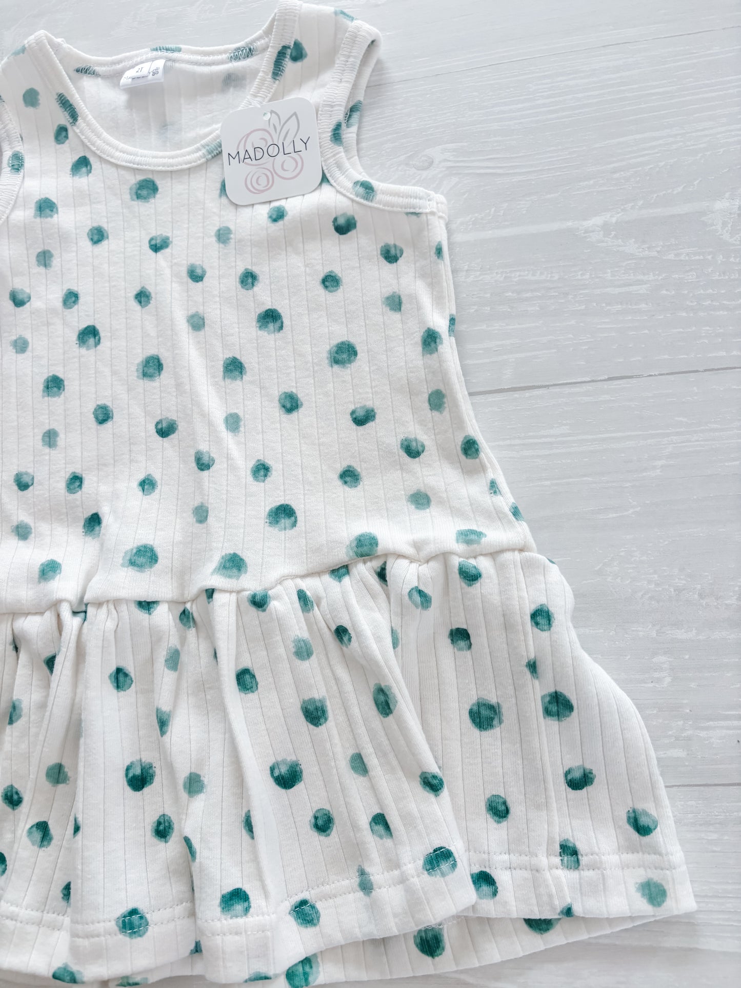 Green & White Ribbed Sleeveless Swing Dress