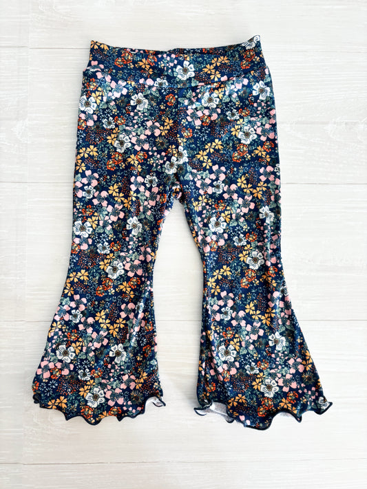Navy Floral Flare Pants