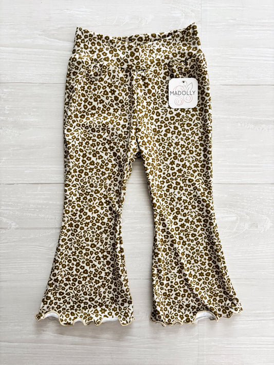 Olive Green Ditsy Floral Flare Pants