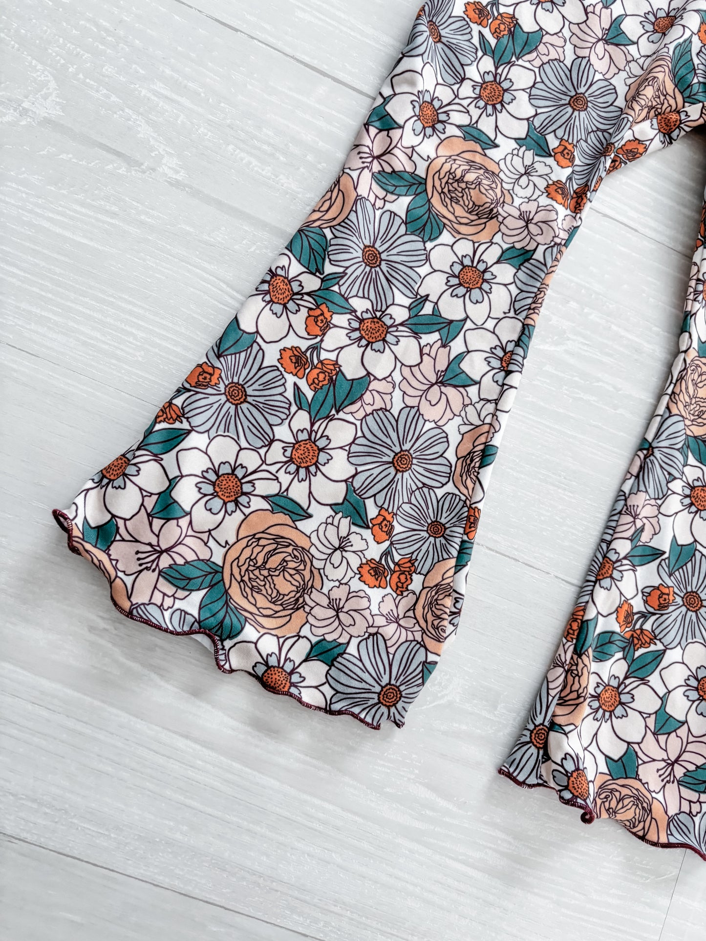 Mauve Floral Flare Pants