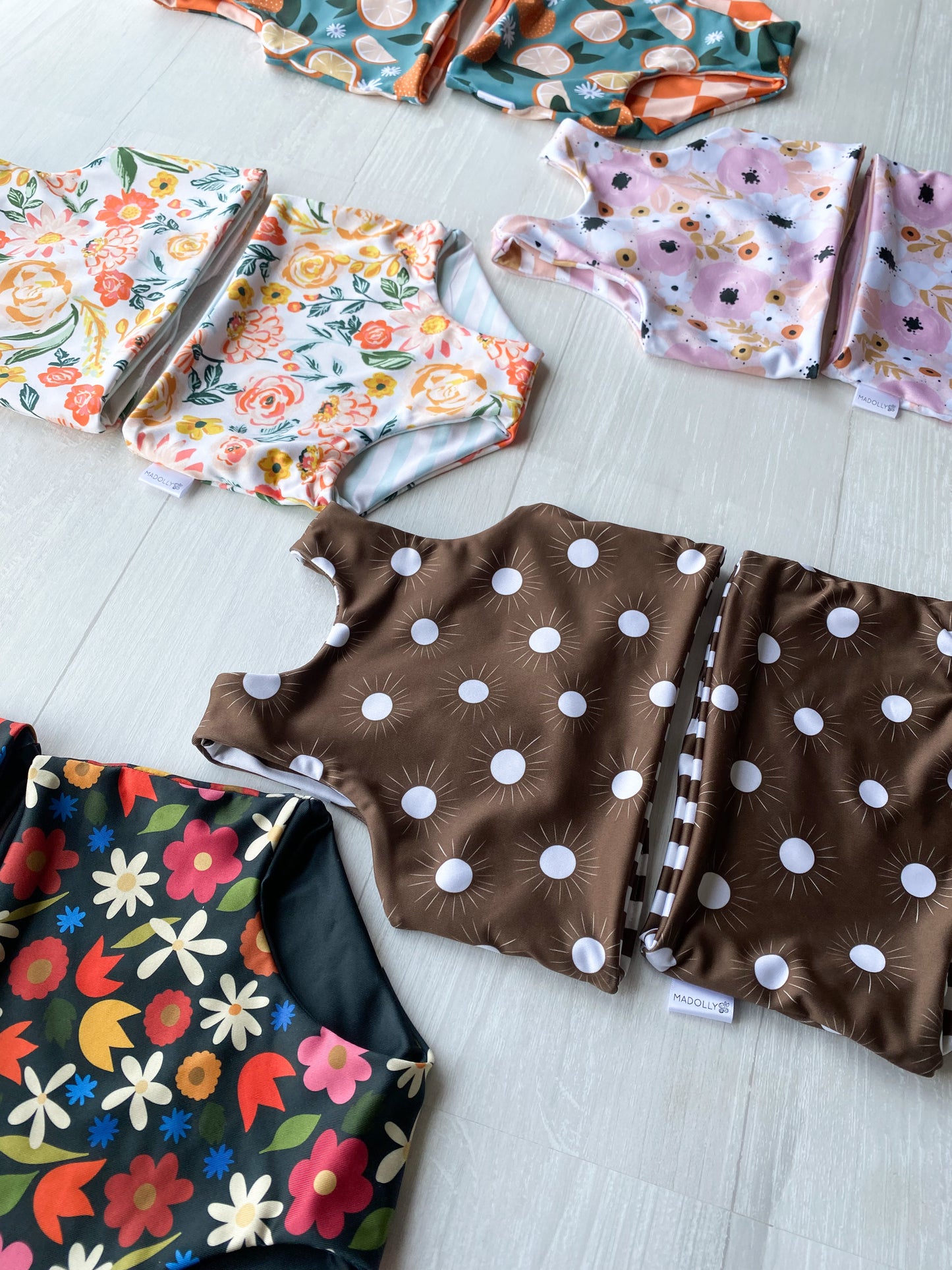 Bright Summer Peony Floral Reversible Swimwear; Reversible Bikini ; High waisted bathing suit