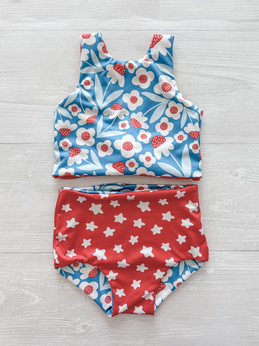 Light Blue 4th or July Floral