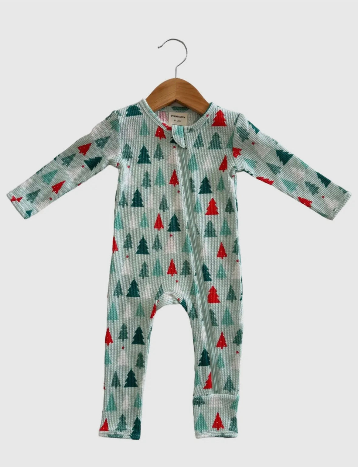 Festive Firs Waffle Organic Footie/Romper