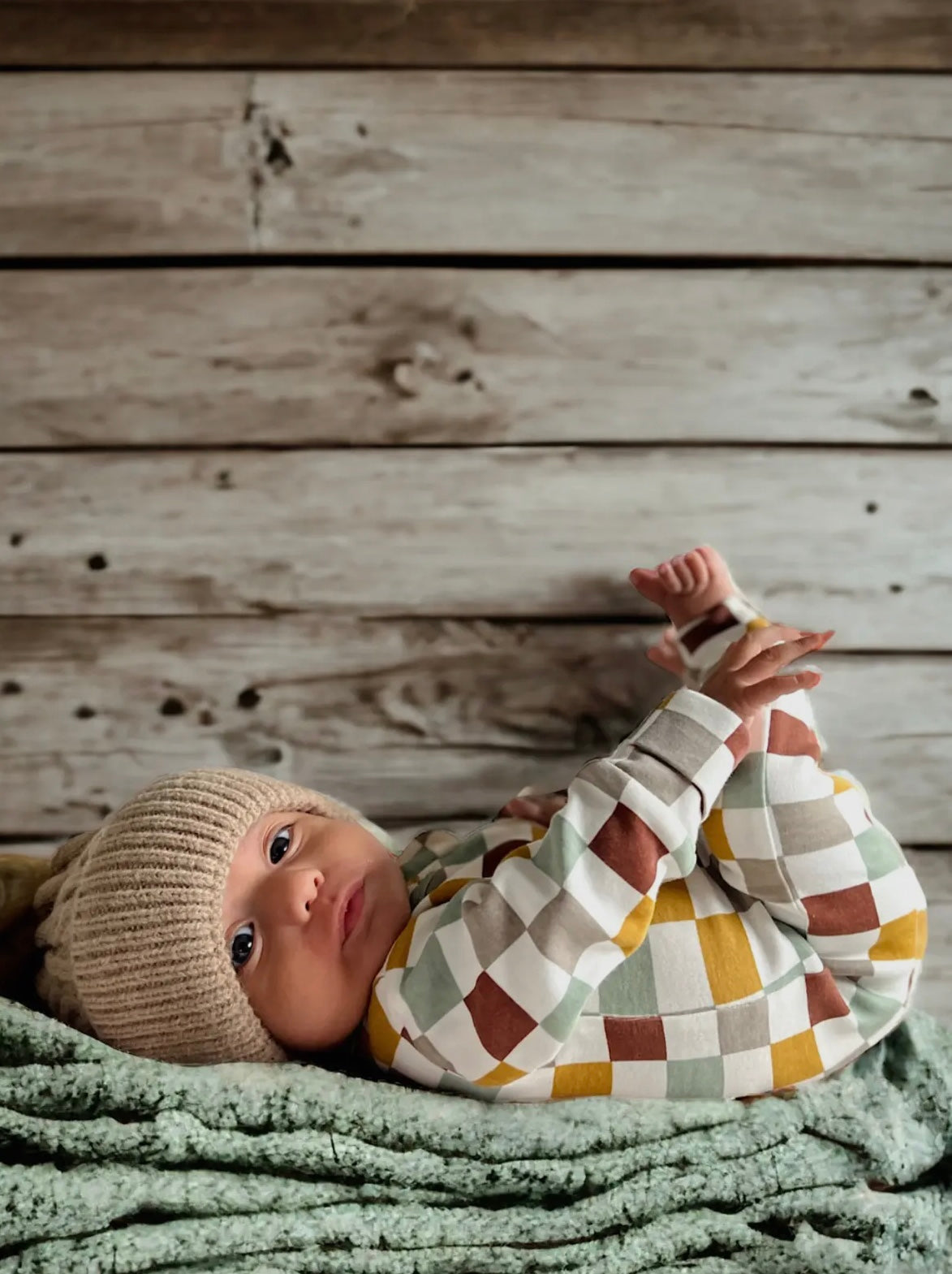 Checkerboard- Organic 2-Way Zip Romper