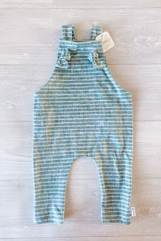 Green Stripe Overall Romper