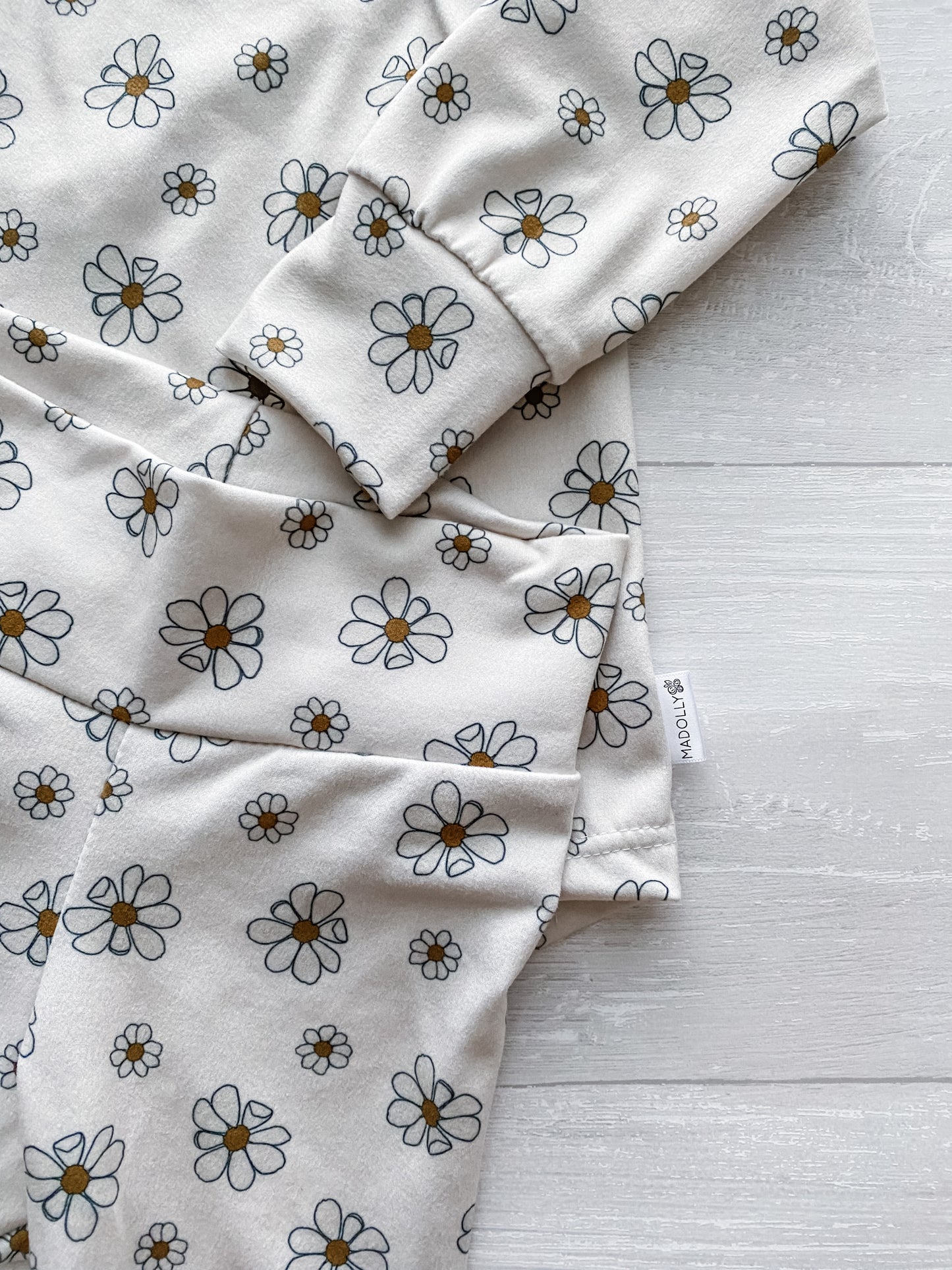 Ivory with Navy Flowers