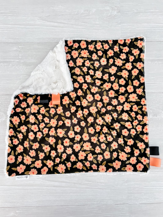 Salmon and Black Ditsy Floral Lovey