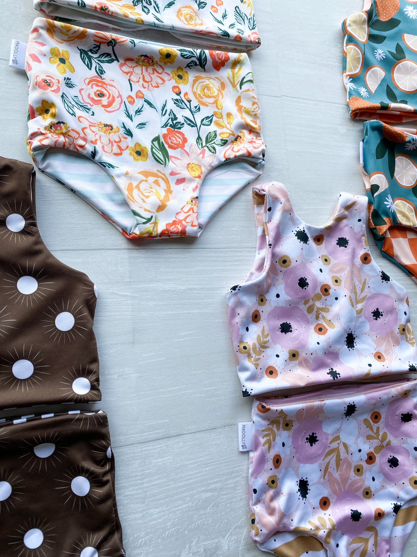 Bright Summer Peony Floral Reversible Swimwear; Reversible Bikini ; High waisted bathing suit