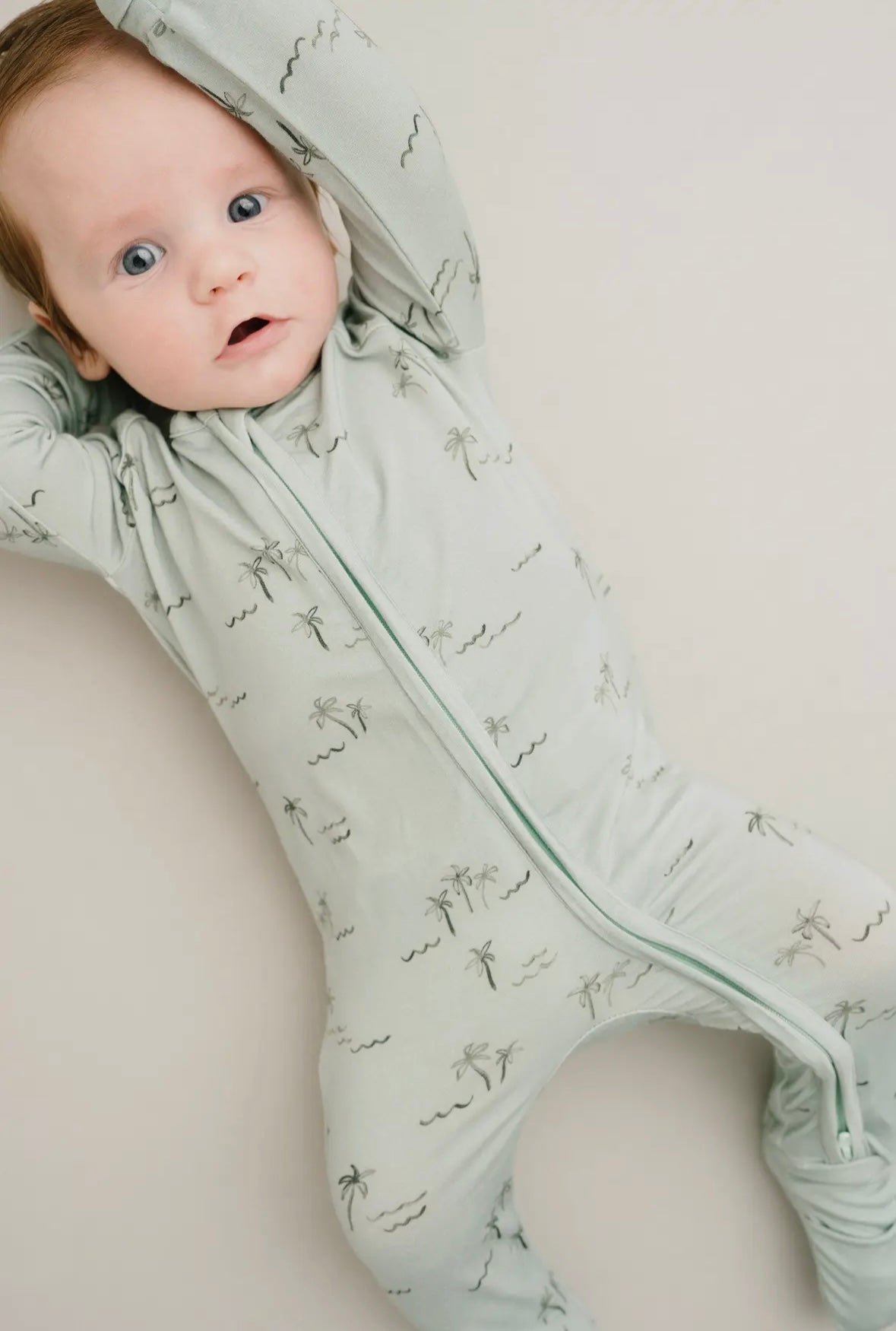 Palm Breeze Zip Bamboo Romper
