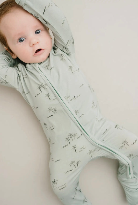 Palm Breeze Zip Bamboo Romper