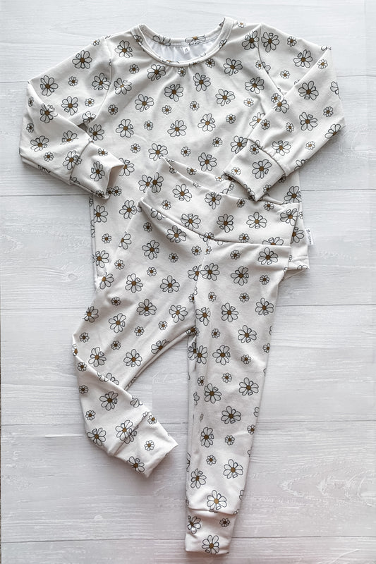 Ivory with Navy Flowers