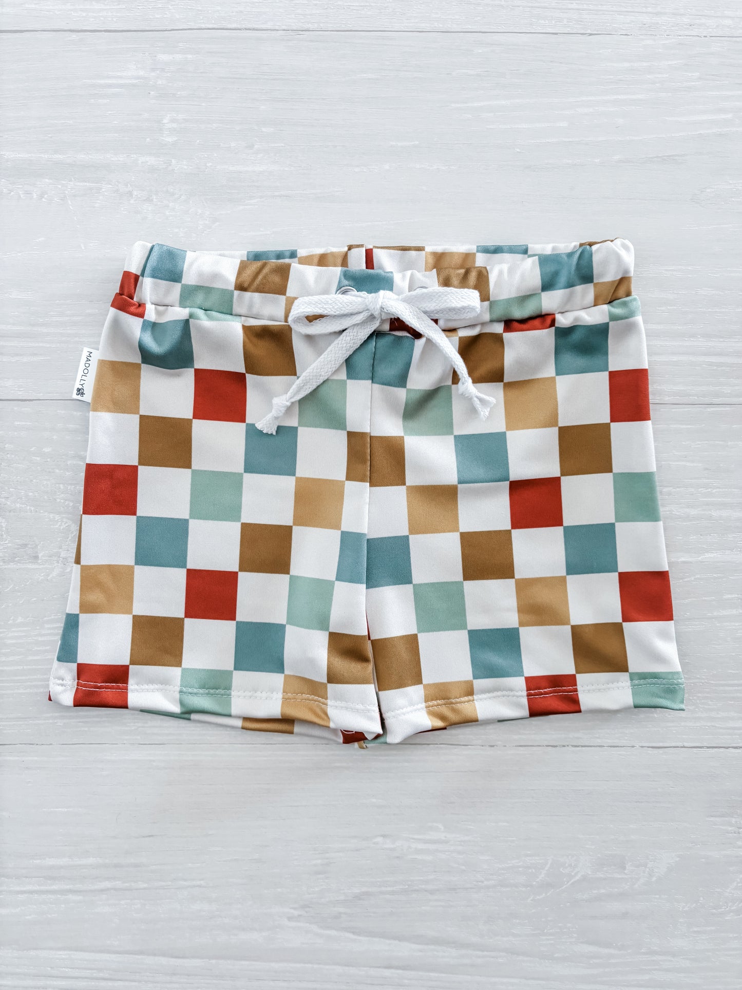 Retro Trendy Checkered Swim Trunks