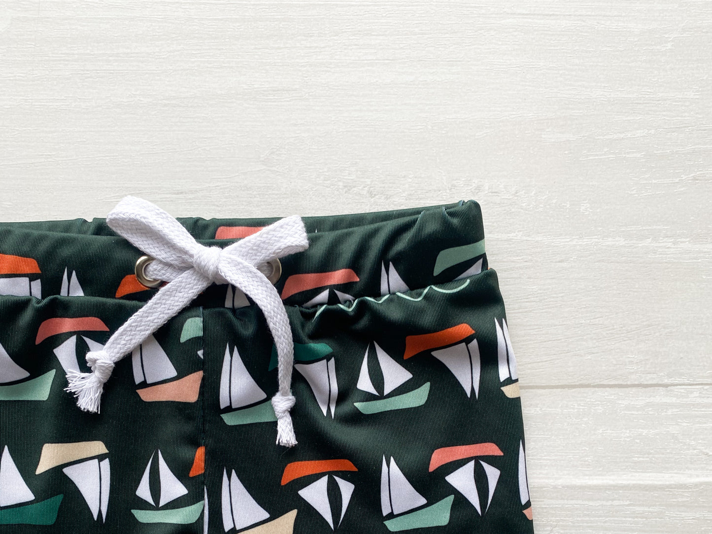 Teal Sailboats Swim Trunks
