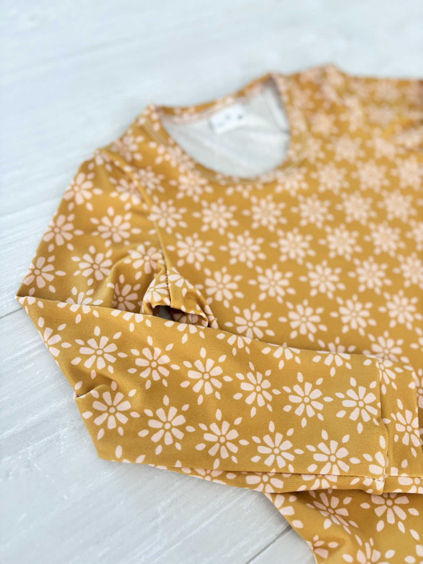 Long Sleeve Mustard & Pink Floral Dress