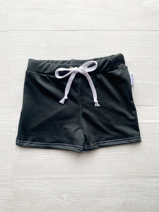 Solid Black Swim Trunks