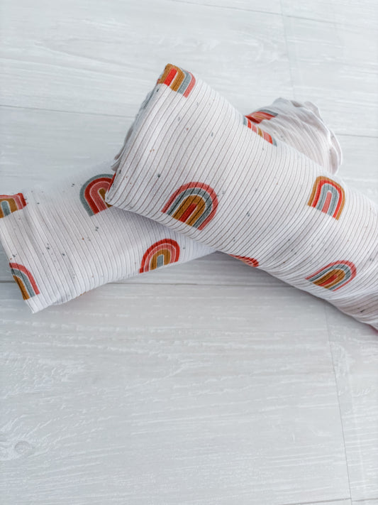 Rainbow Ribbed Swaddle