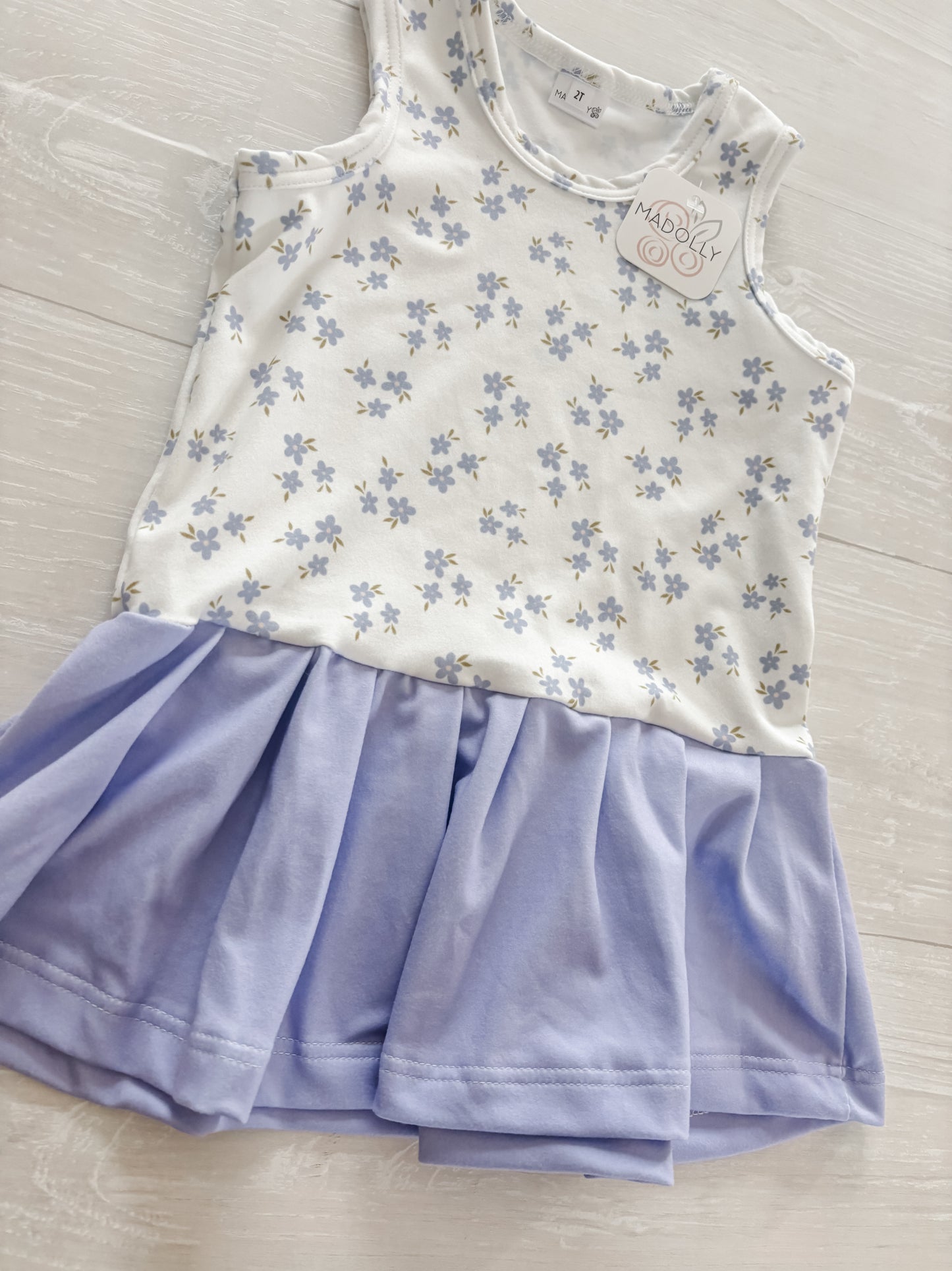 Periwinkle Floral Sleeveless Swing Dress