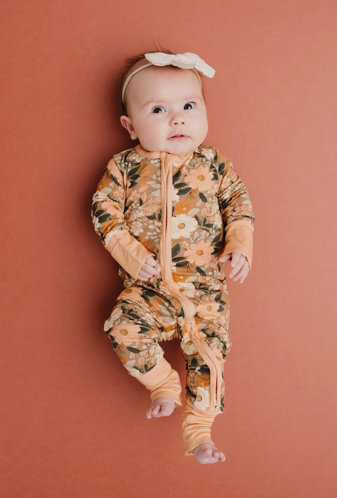 Autumn Bloom Zip Bamboo Romper