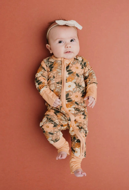 Autumn Bloom Zip Bamboo Romper
