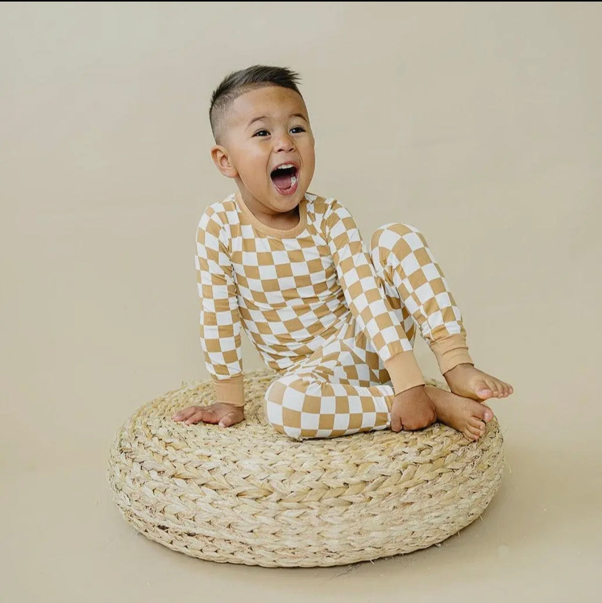 Golden Coast Check 2-Piece Toddler Bamboo Set