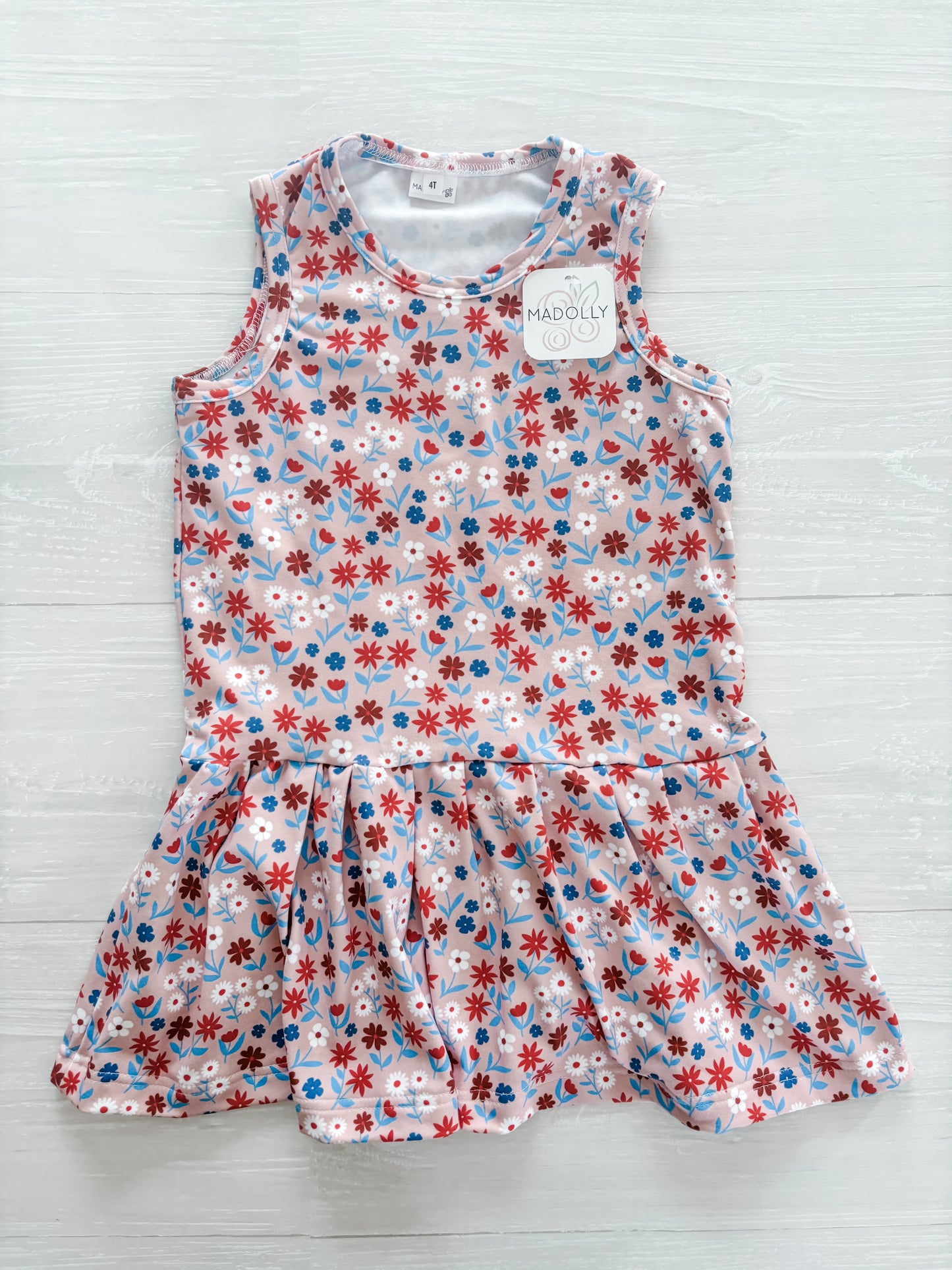 Pink, Red, White & Blue Sleeveless Swing Dress