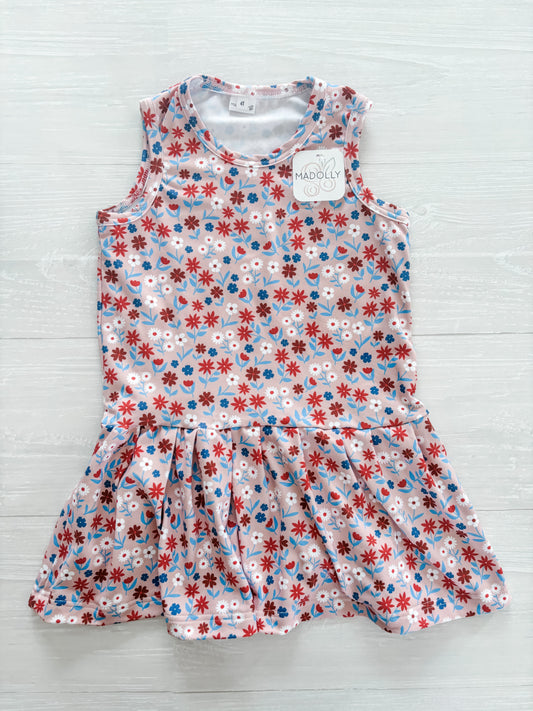 Pink, Red, White & Blue Sleeveless Swing Dress