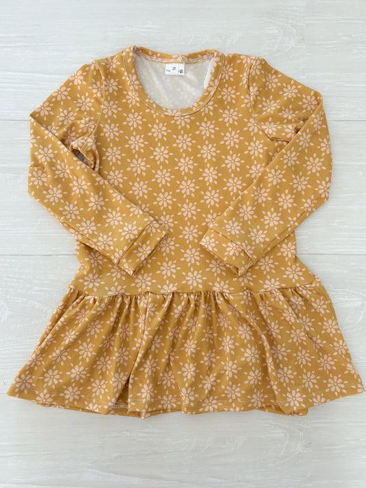 Long Sleeve Mustard & Pink Floral Dress