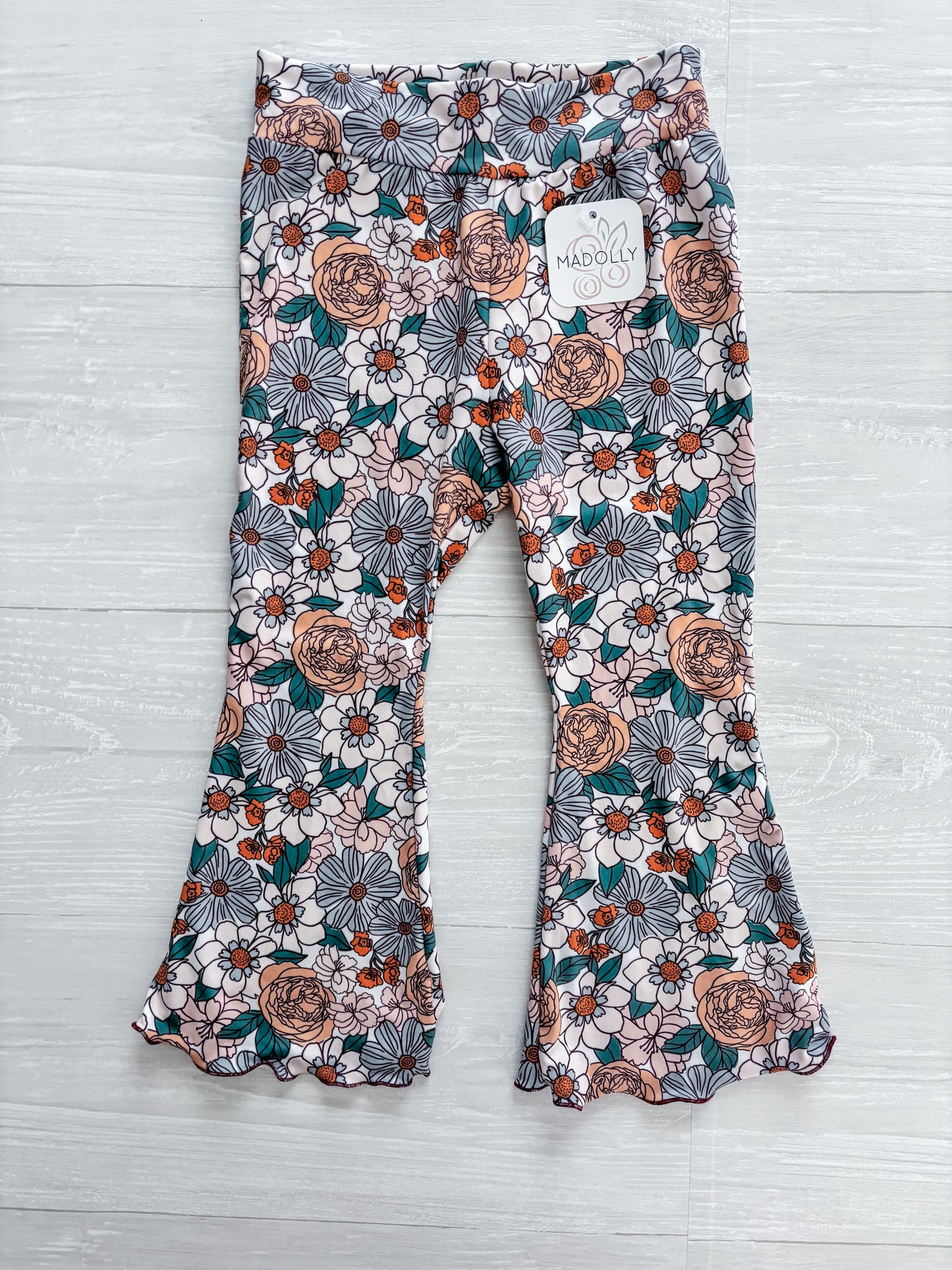 Mauve Floral Flare Pants