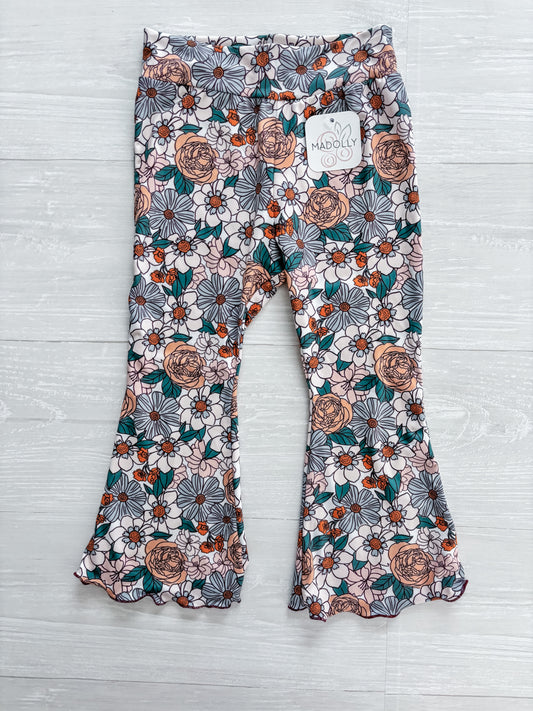 Mauve Floral Flare Pants