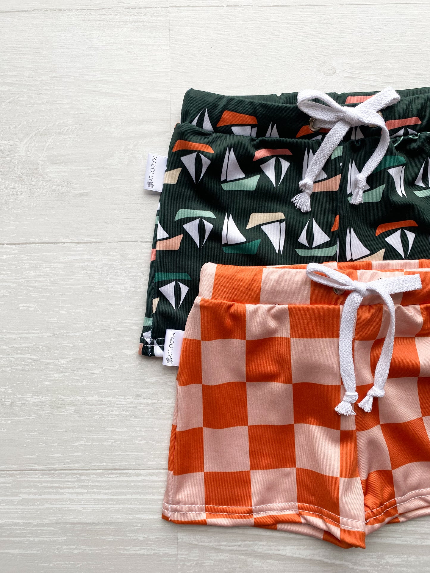 Teal Sailboats Swim Trunks