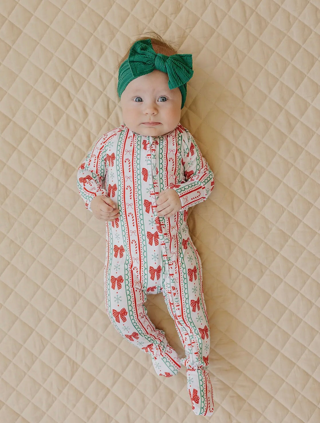 Retro Candy Cane Zip Bamboo Romper