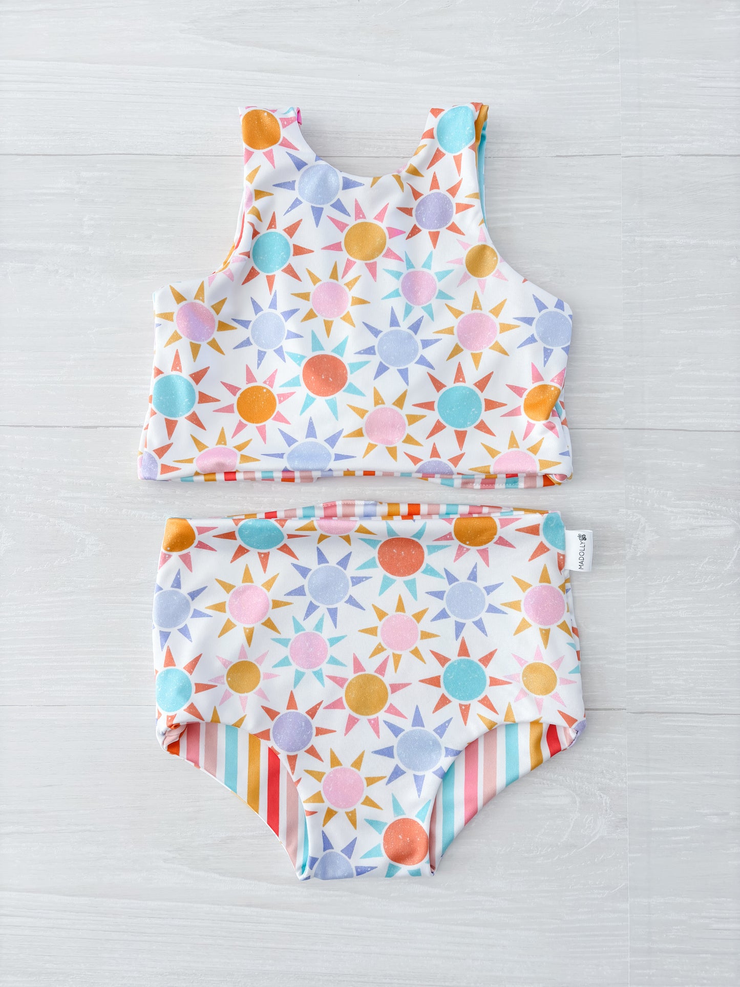 Summer Sun Reversible Swimwear; Reversible Bikini ; High waisted bathing suit