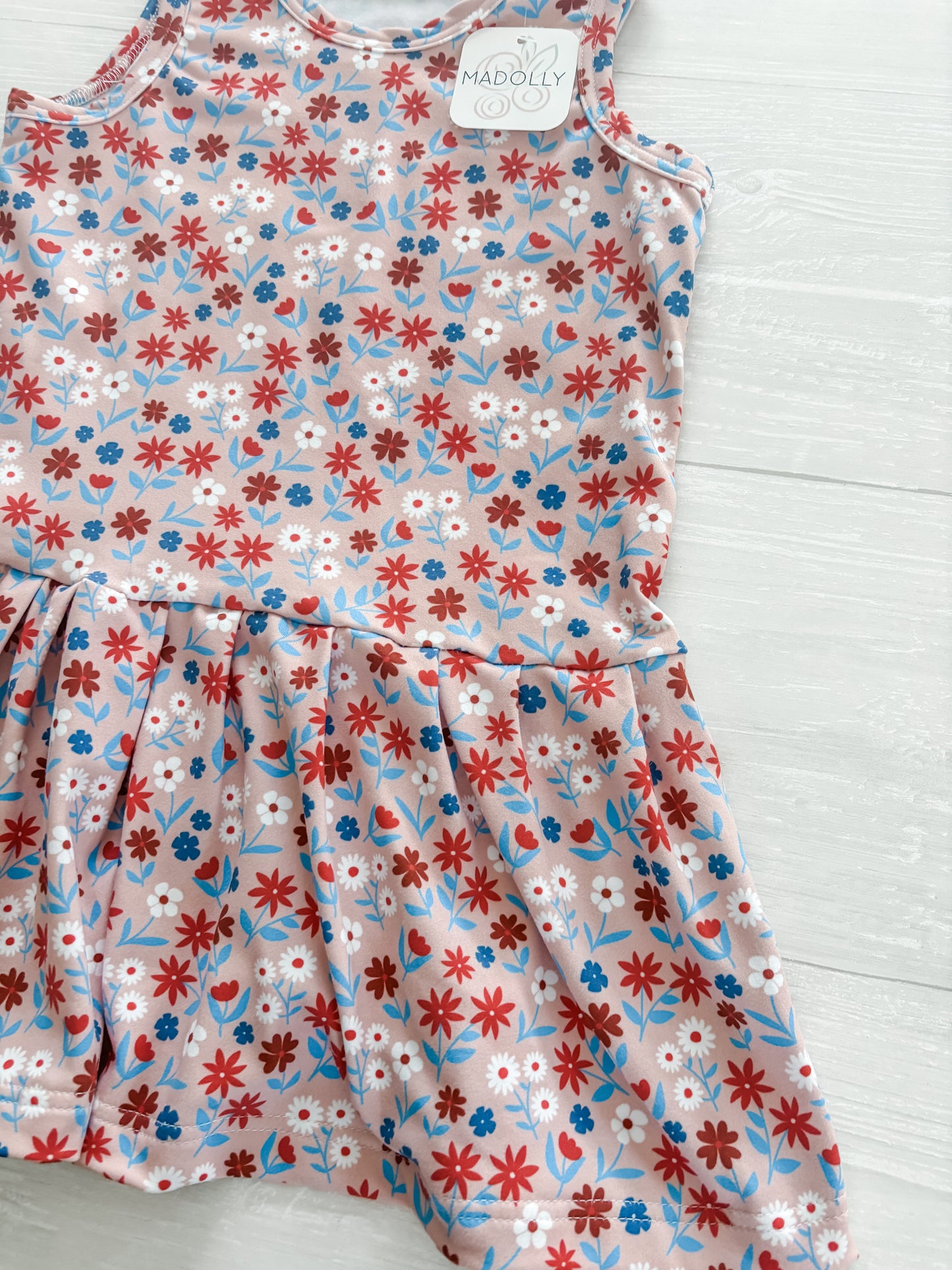 Pink, Red, White & Blue Sleeveless Swing Dress