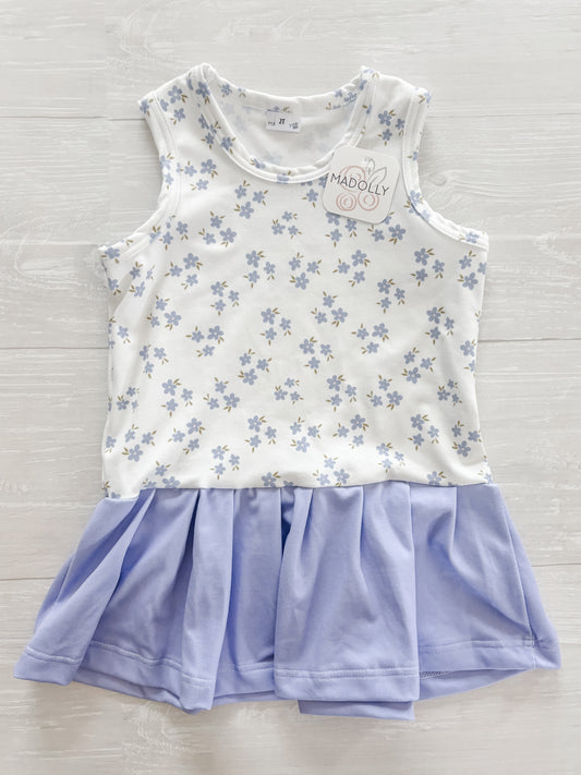 Periwinkle Floral Sleeveless Swing Dress